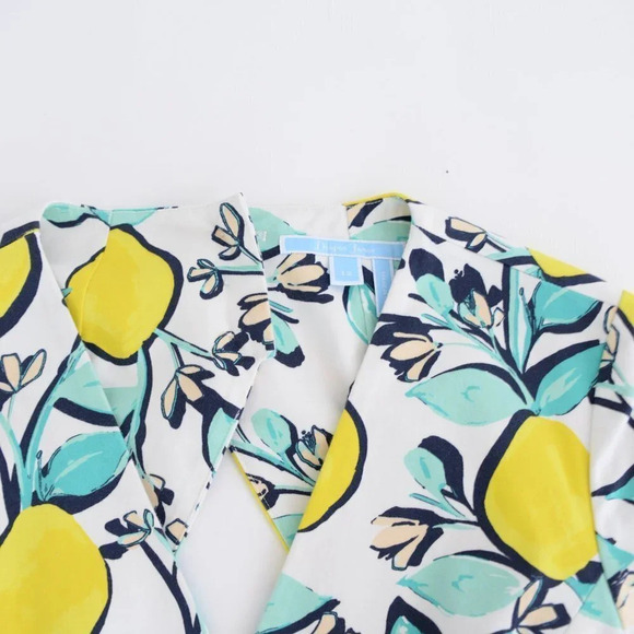 Draper James Lemon Orchard Love Circle White & Yellow Fit & Flare Dress 12 - Picture 13 of 15